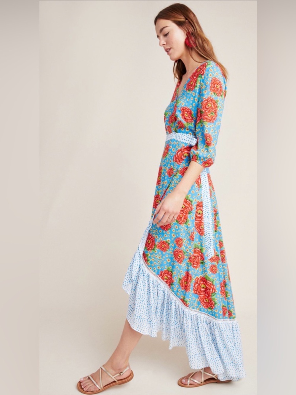 Farm Rio x Anthropologie Susanne Maxi Wrap Dress Sz Medium HTF - Picture 4 of 12